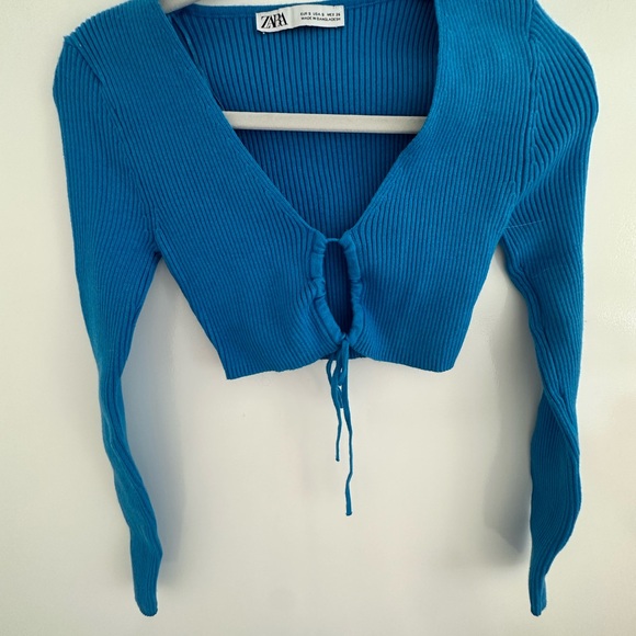 Zara Blue Knit Tie Top!! - Picture 2 of 4